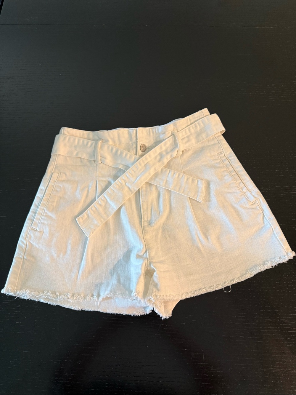 Calvin Klein Jeans High-Waist White Tie-Belt Shorts